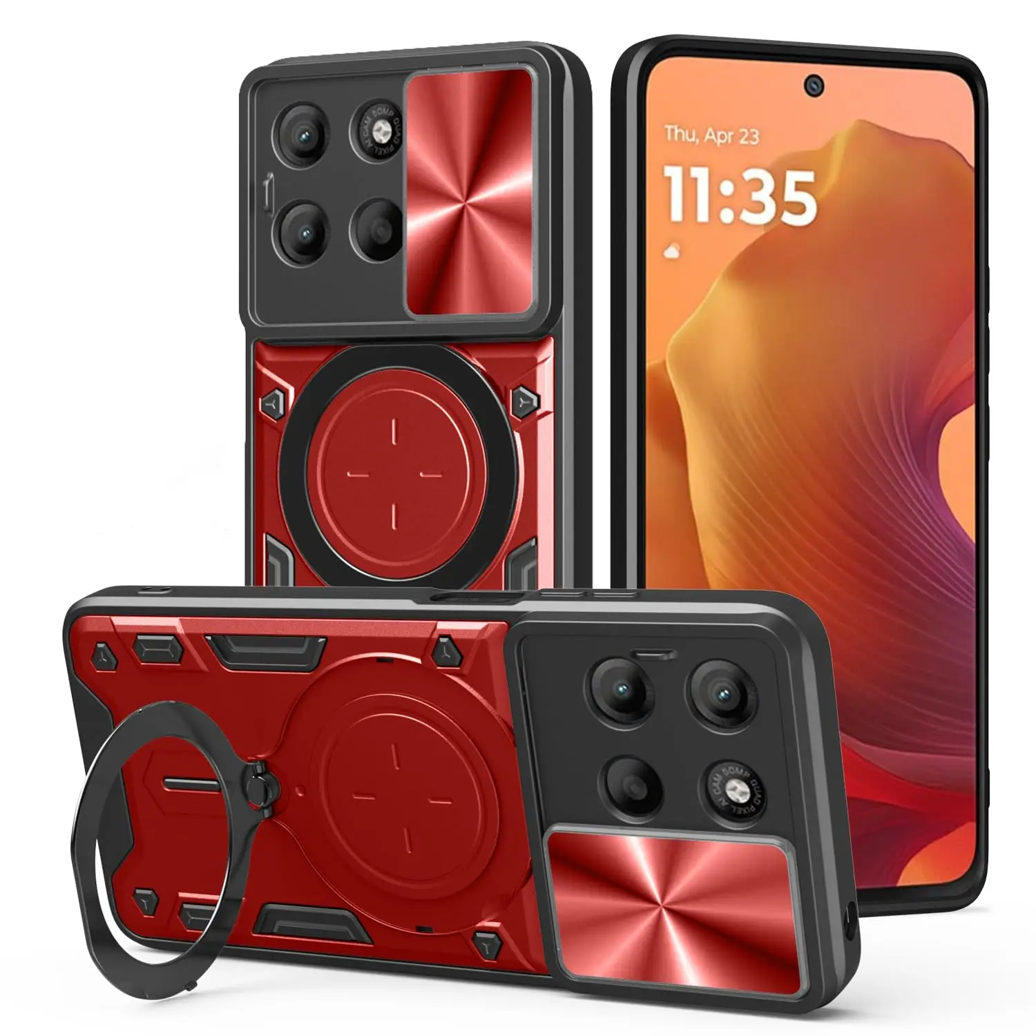 Magnetic Rotating Camera Slide Protector Ring 360 Stand Cover Case