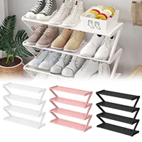 4 Tier Stainless Steel Shoe Rack Organizer, Independent Shoe Cabinet MultiFunctional Entrance Shoe Cabinet Corridor Shoe Cabinet 2