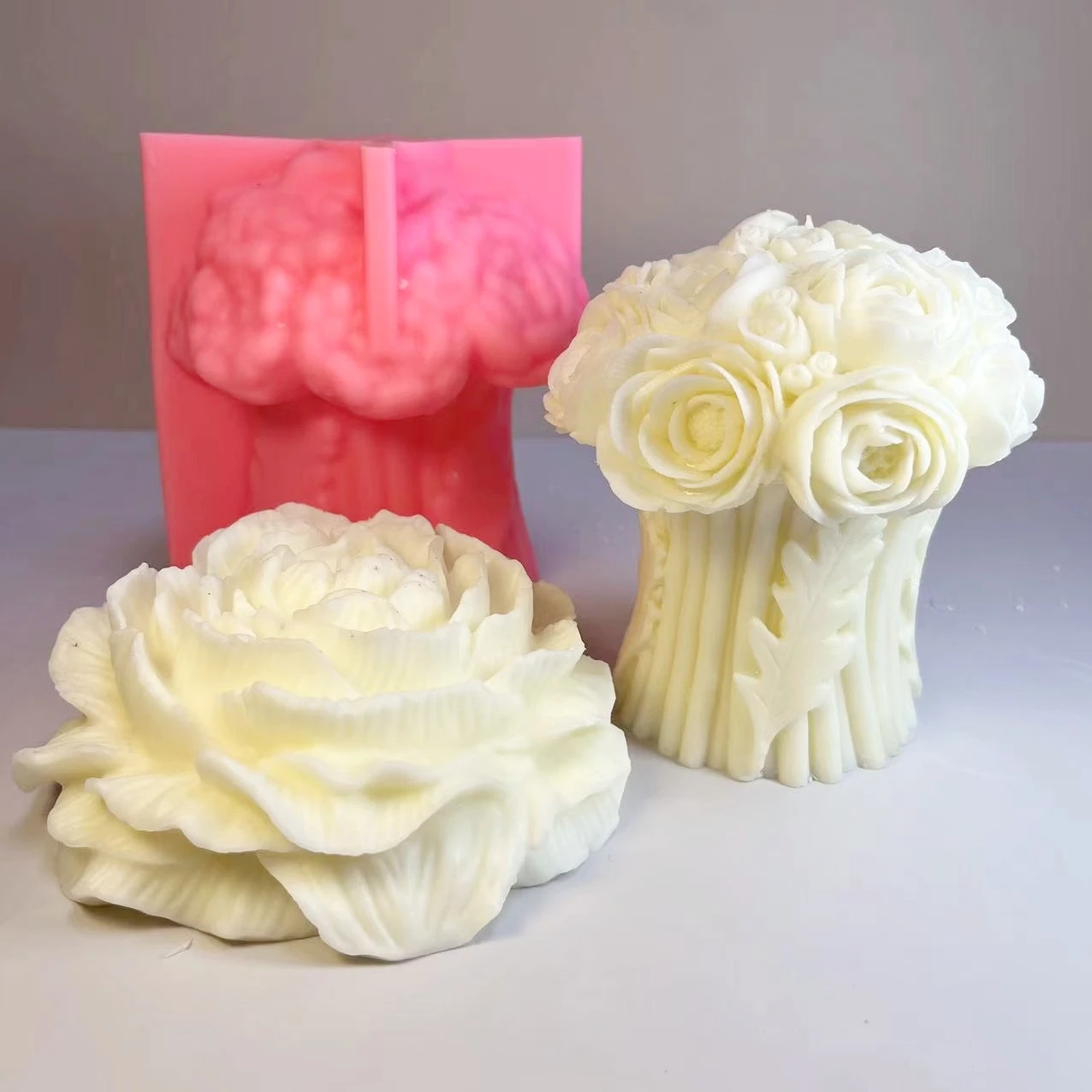 대형 모란 캔들 실리콘 몰드, DIY 대형 모란 부케 캔들 실리콘 몰드, 모란 케이크 초콜릿 실리콘 몰드, 신제품