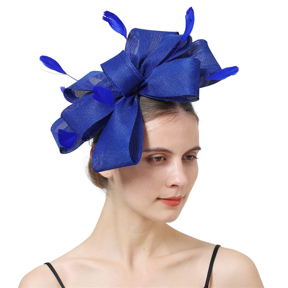 Bow Design Fashion Hair Wedding Accessories Fascinator Hat Bridal Mariage Hat Headwear With Hair Combs Fancy Feather Accessories