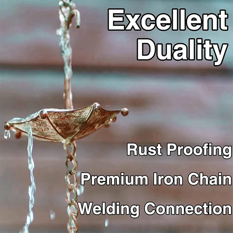 Rain Chains Metal Rain Chain Decorative Umbrella Chain Bell Decor For Home,Replacement For Gutter Downspouts