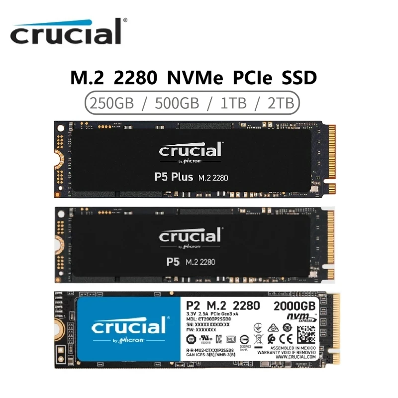 Disque dur SSD interne CRUCIAL 250Go P2 NVME 3D NAND PCIe M.2