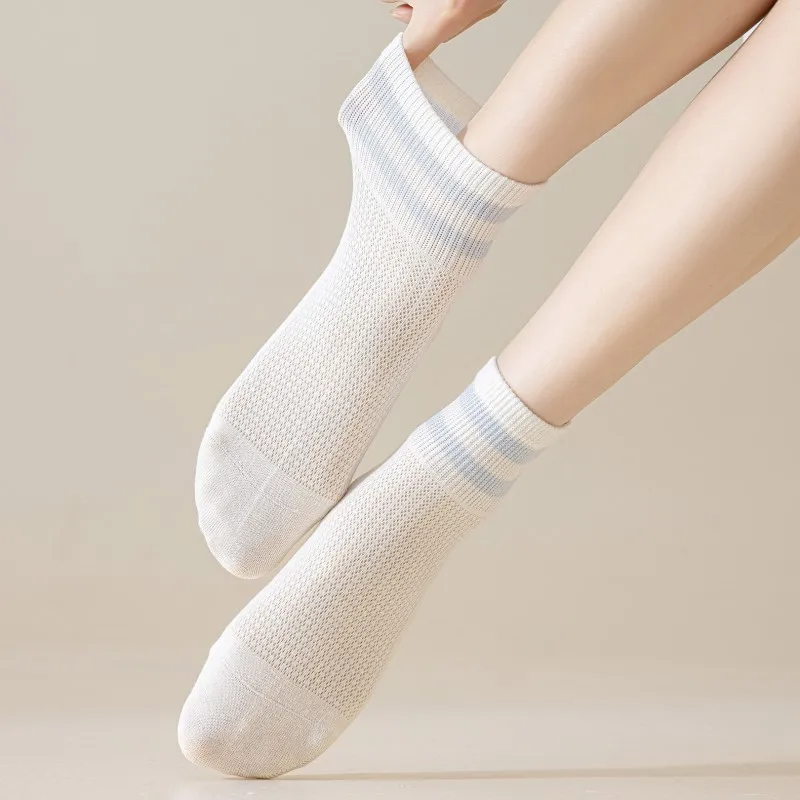 

Summer Socks For Women White Women'S Socks Breathable Mesh Thin Socks Solid Color Leisure Ankle-Wrap Low Barrel Socks Soft