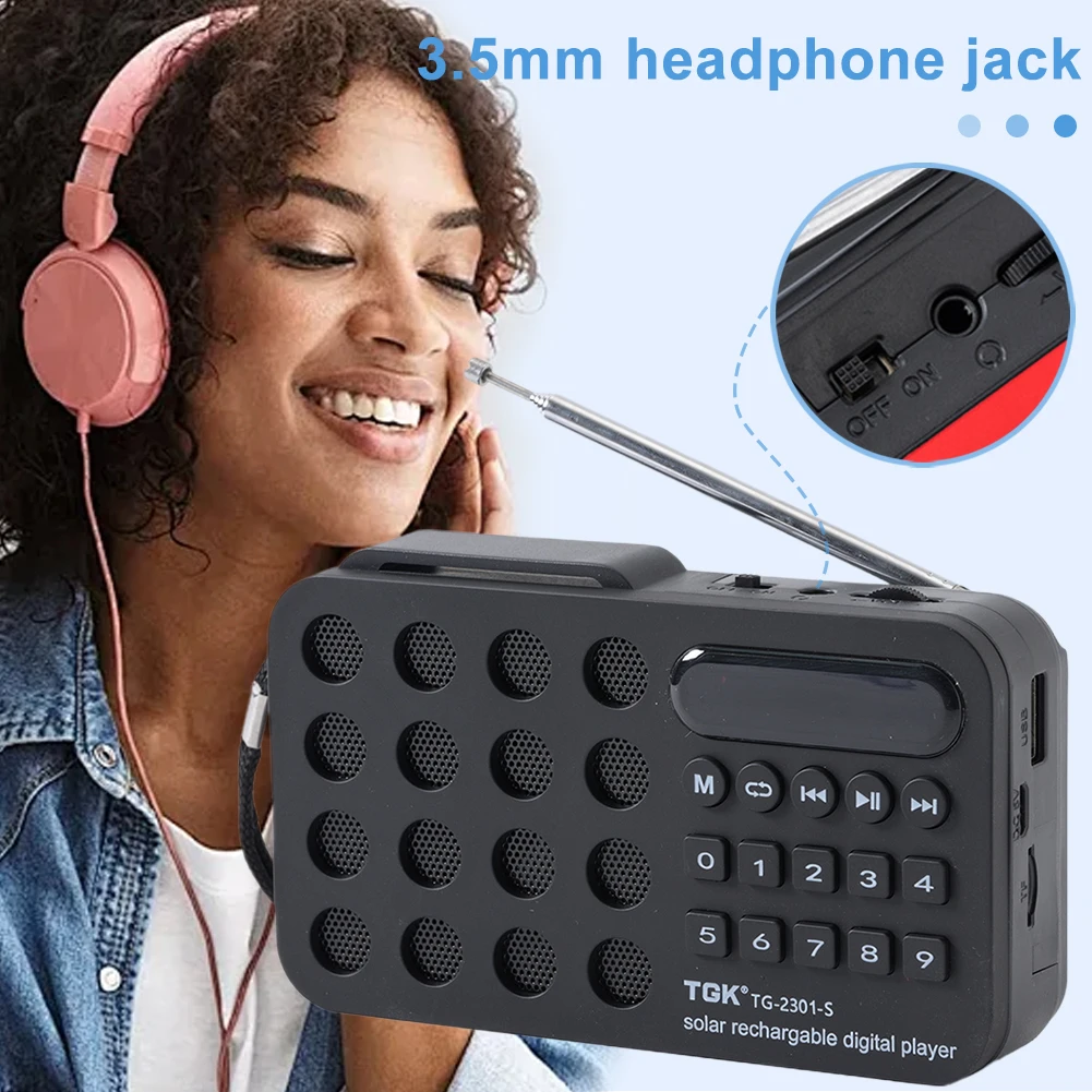 FM Radio Pocket Solar Charging Wireless Speakers Radio Support USB TF Card Bluetooth-compatible Emergency Radio Receiver