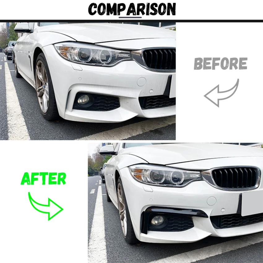 BMW F32 F33 F36 M 스포츠 4 시리즈 2014-2020용 자동차 프론트 범퍼 립 스플리터 카나드 스포일러 안개등 눈썹 커버 그릴