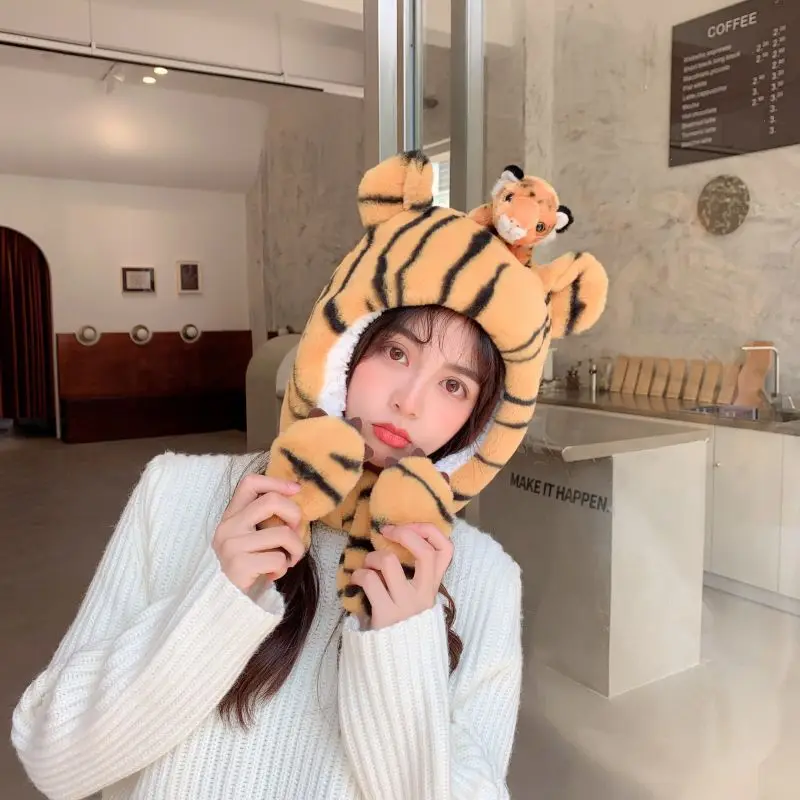 

2021 Fashion Casual Little tiger cute winter warm hat thickened and velvet windproof and Cold Cute Style