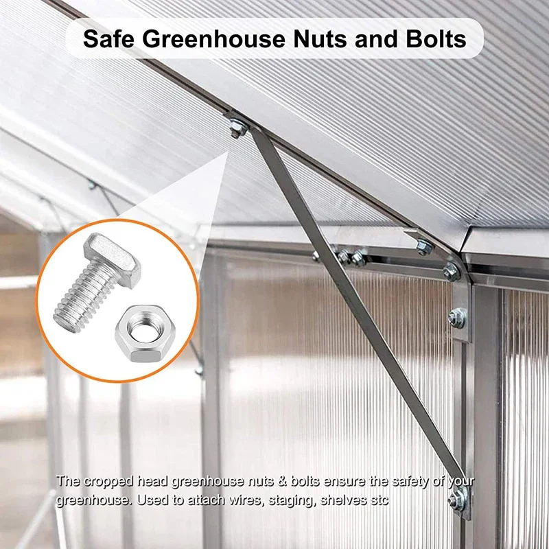 50/100Pcs Greenhouse Repair Kit Aluminum Bolts and Nuts Tool Practical Greenhouse Nuts Bolts Kit Through Hole for Home
