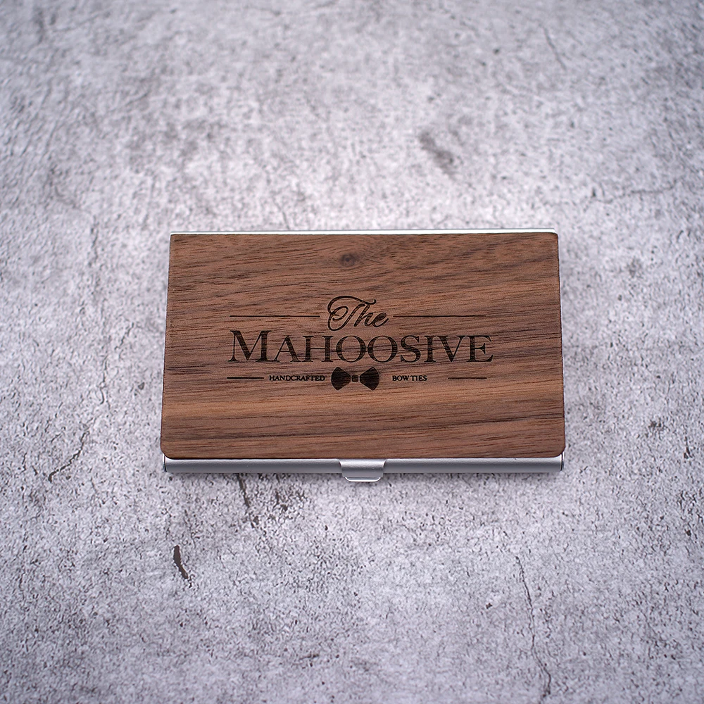 Wood Office Business Card Holder Wooden Clear Transparent Acrylic Counter Top Display Stand Desk Accessories