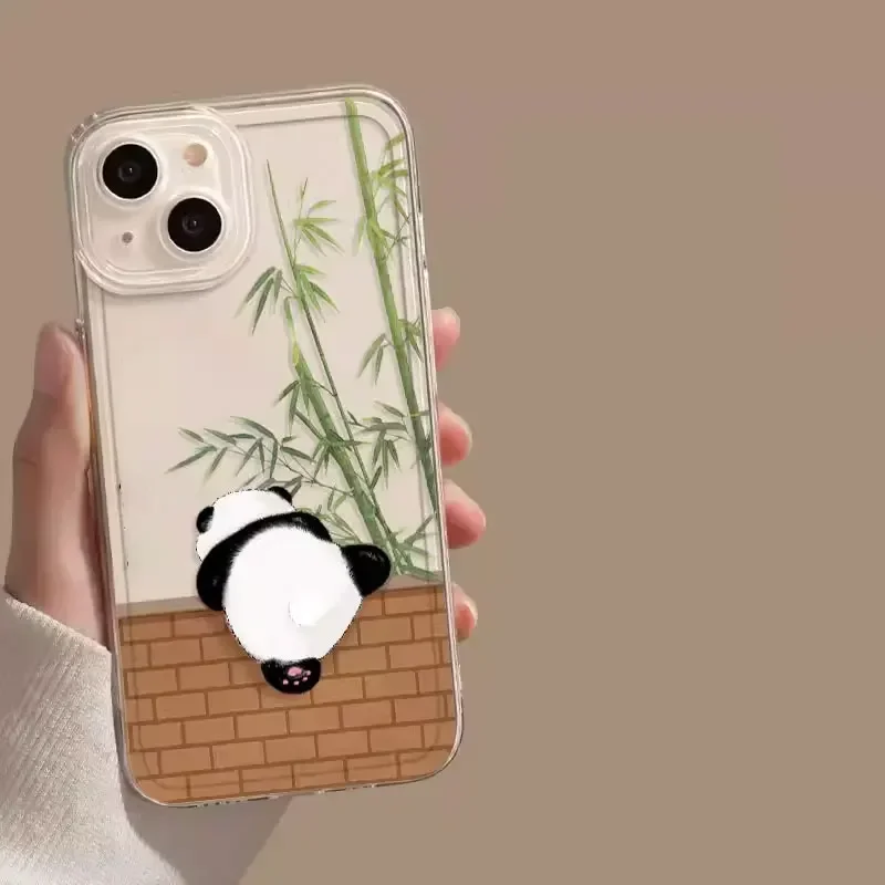 Adorable Cartoon Panda Soft Clear Phone Case - Funny Animal Design