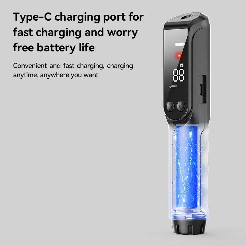 Non-contact Alcohol Tester High-precision Breathalyzer HD Large Screen LED Light Indicator Flashlight Function Portable