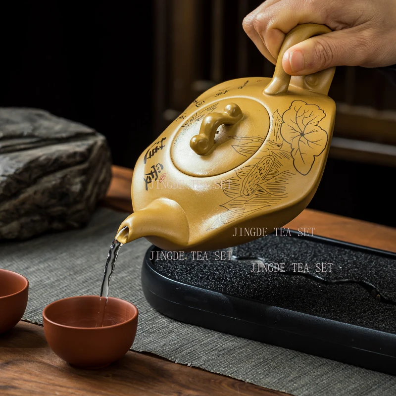 330ml purple clay teapot golden section mud phoenix singing teapot household large capacity Kung Fu teapot