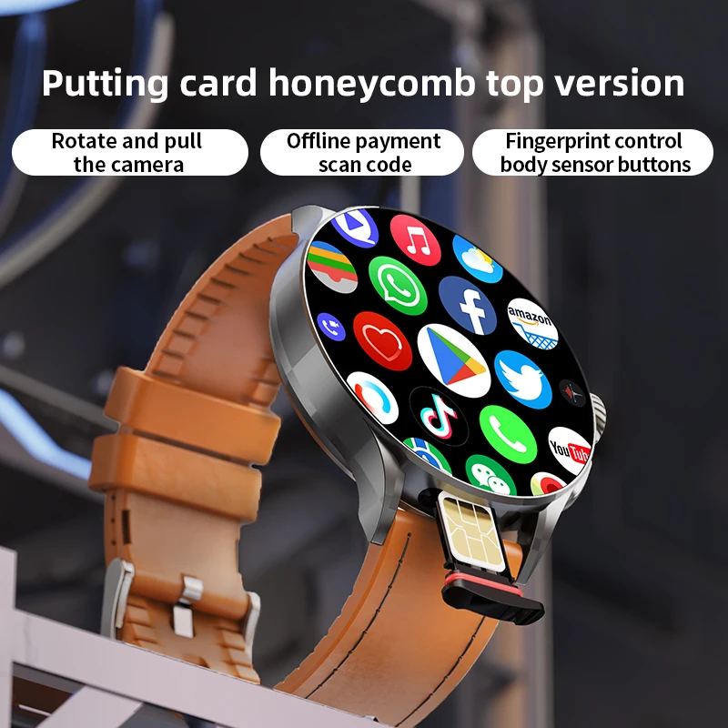 Goldenspike GT200 Android Smartwatch 1.95'' AMOLED 750x750 Resolution Rotary Camera GPS WiFi Touch Encoder SIM Card Support 3