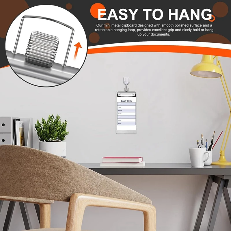 Metal Aluminum Clipboard Pen Holder Mini Aluminum Pocket Clipboard A5 for Office School