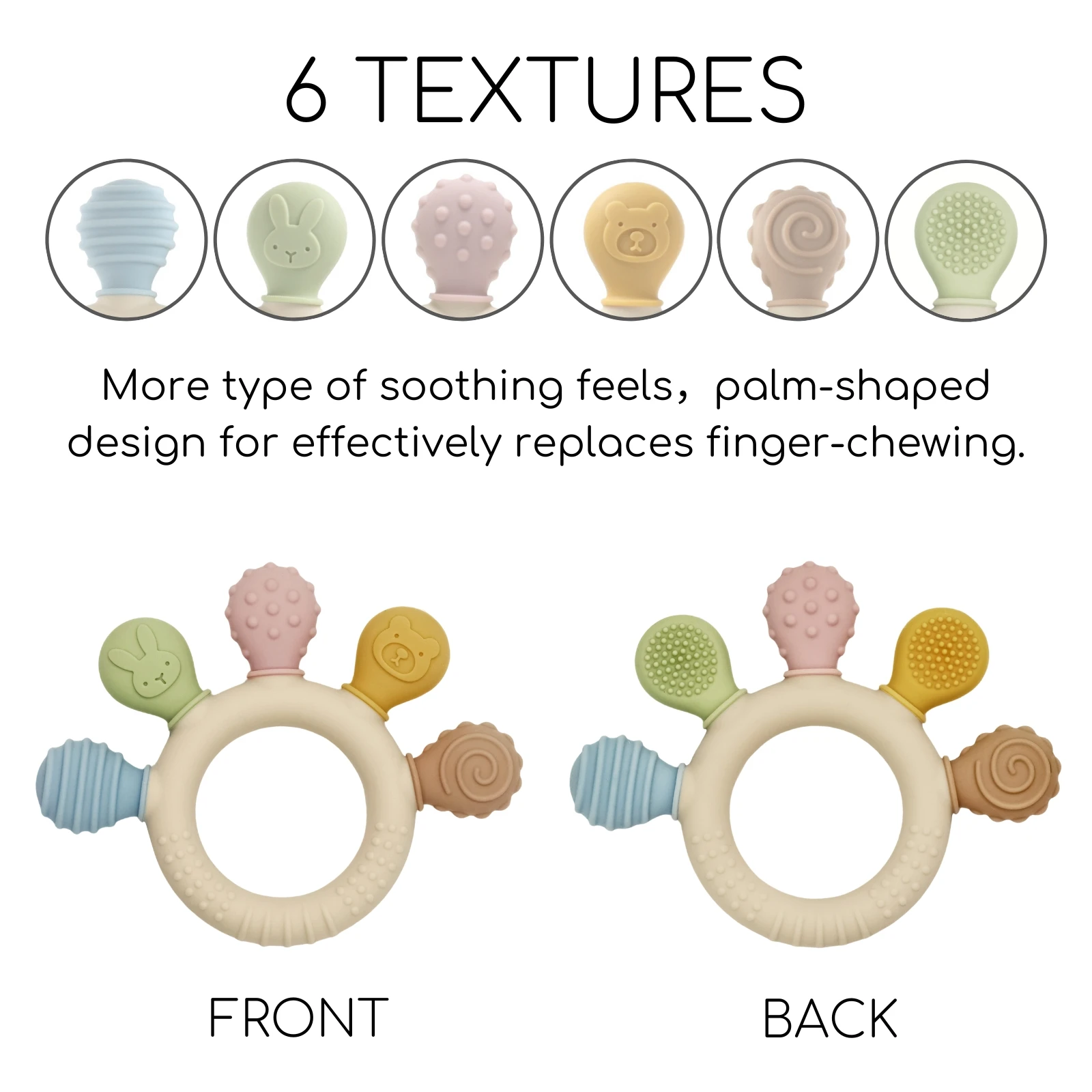 Newborn Infant Silicone Baby Born Chewing Accessories Babies Sensory Teether Bite Anxiety Teethers Teething Toys 0 6 12 Months