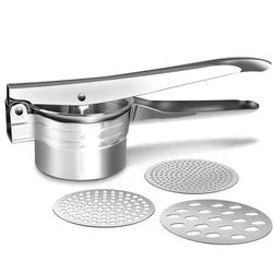 Premium Stainless Steel Potato Ricer and Masher with Interchangeable Discs and Juicer Functionality (WHITE)