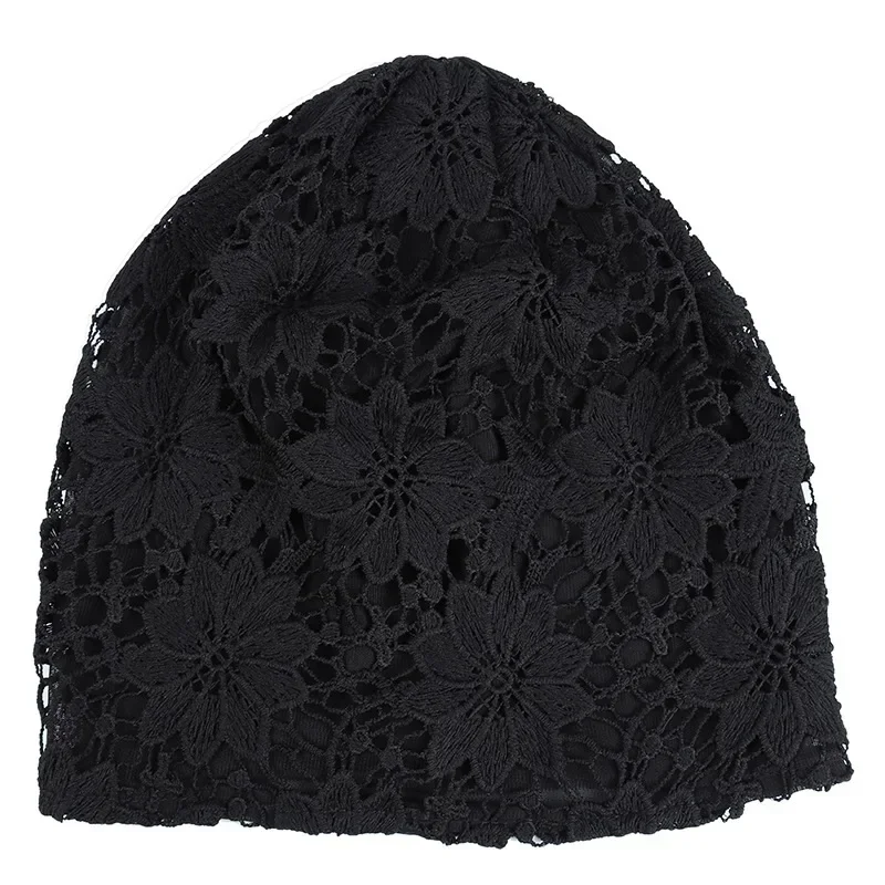 New Bonnet for Women Hollow Big Flower Skullies Hat Summer Breathable Sun Hats Street Fashion Women Beanies Cap 6