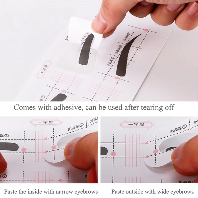 Lazy Quick Eyebrow Stickers Card Template Aids Guide Tattoos Makeup Tools Adjustable 24 Sheets Makeup Tools Eyebrow Stencil Tool Eye Makeup Tools