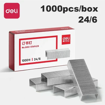 Deli 1000pcs/box Standard Staples 24/6 Silver Metal Staples for Office School Home Stapler Refills 1