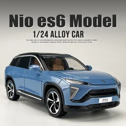 1:24 NIO ES6 SUV Alloy Car Model Diecast Metal Toys Vehicle Car Model High Simulation Collection With Sound Light Pull Back Car