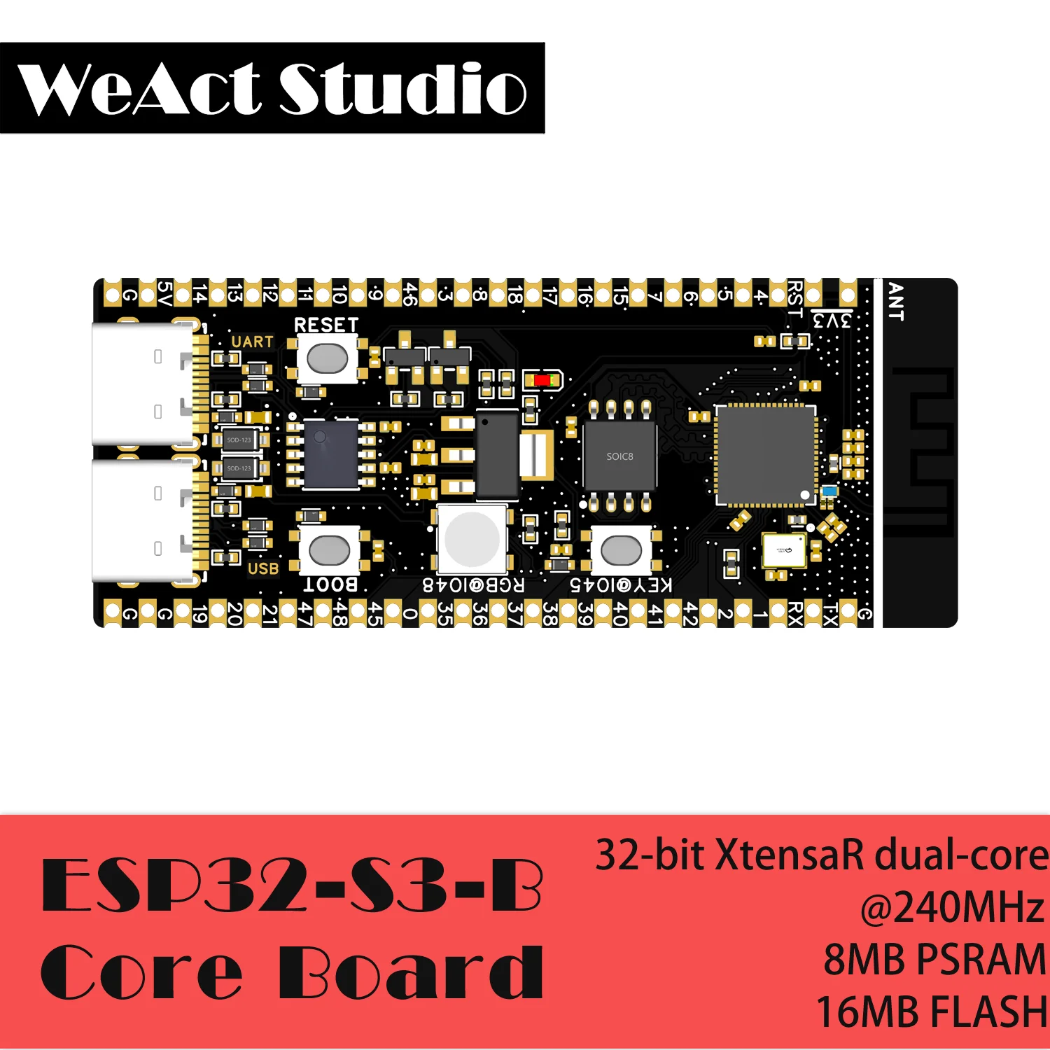 Placa de Desenvolvimento Wi-fi Bluetooth Compatível Ble 5.0 Módulo sem Fio Micropython Malha Esp32-s3-n16r8
