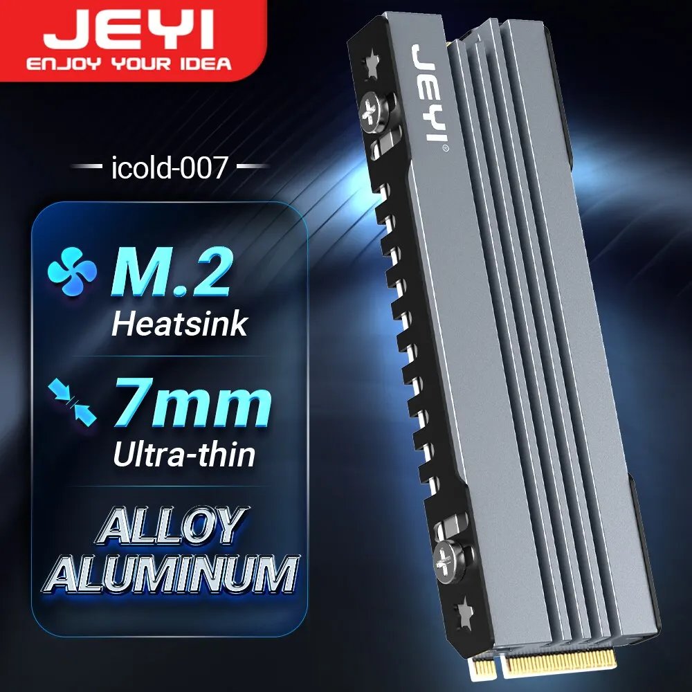 JEYI M.2 SSD 방열판, 2280 NVME NGFF SSD 냉각 마더보드/PS5용 열 실리콘 패드가 있는 전체 알루미늄 쿨러 라디에이터