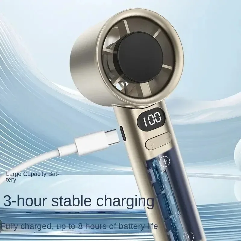 M11 Portable Hand Fan 120 Wind Speeds Display Power Mini Bladeless Handheld Fan USB Rechargeable Personal Highspeed Fans 5