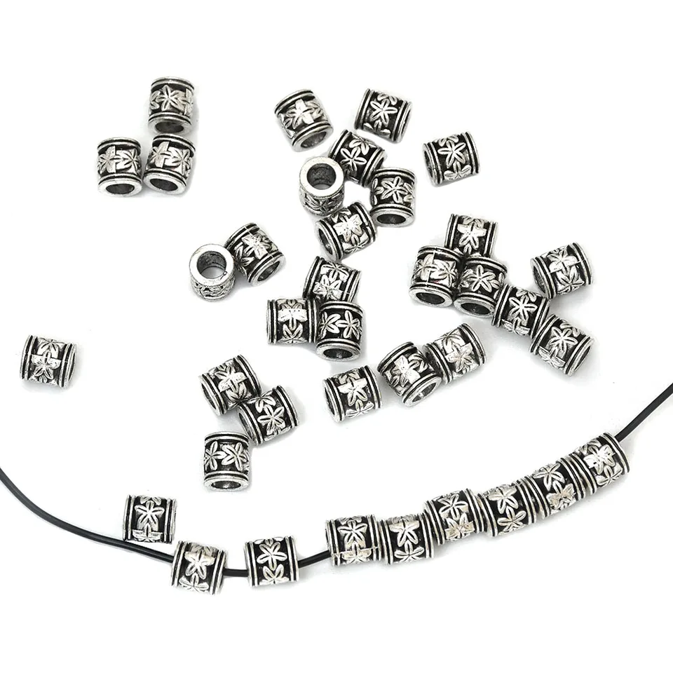 thumbnail image 2 of 150pcs Spacer Beads Assortment - Large Hole Tibetan Alloy Rondelle Beads For DIY Jewelry Making 2 of 11