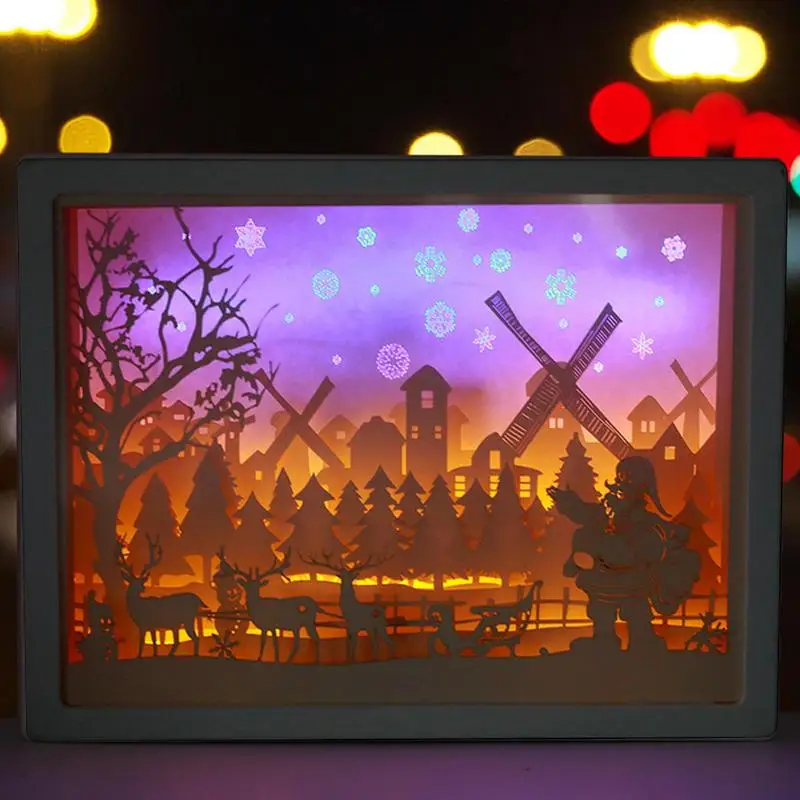 Paper Carving Night Light Paper-cut USB Power Supply Atmosphere Lights Paper Sculptures Frame Table Lamps Decor Home Accessories