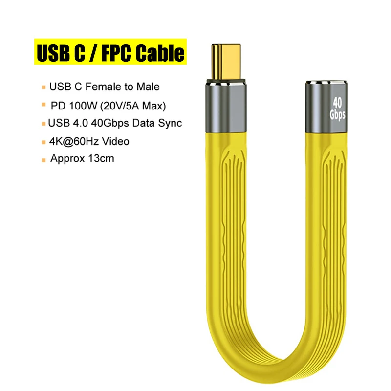 

USB Type C Data Cable 100W 5A USB 4.0 Thunderbolt 3 40Gbps USB C PD Fast Charging Adapter Connector Cord for Macbook Laptop