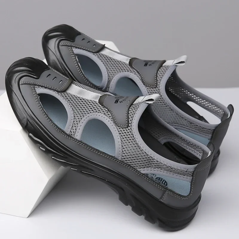 Summer Sandals Breathable Men Shoes Mesh Outdoor Men Hollow Sandals Antiskid Beach Flats Footwear Zapatillas Hombre sports shoes,summer sandals