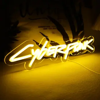 Cyberpunk LED Neon Sign – Yellow and Blue Gamer Wall Decor