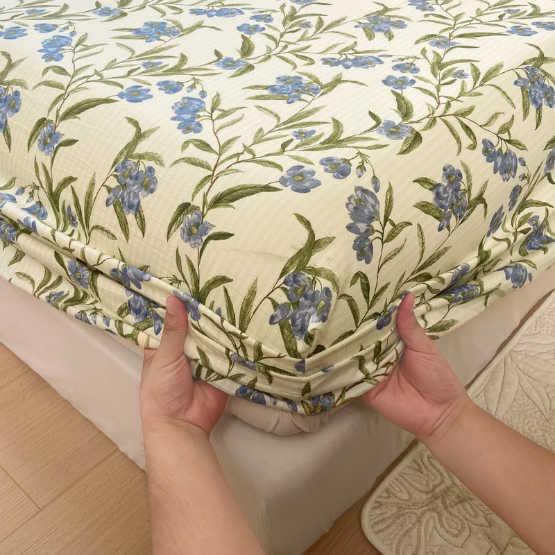 1PC Flower Printing Bed Sheet For Double Bed Adjustable  Elastic Band Wrap Around Mattress Cover Queen/king 매트리스커버 No Pillowcase 3