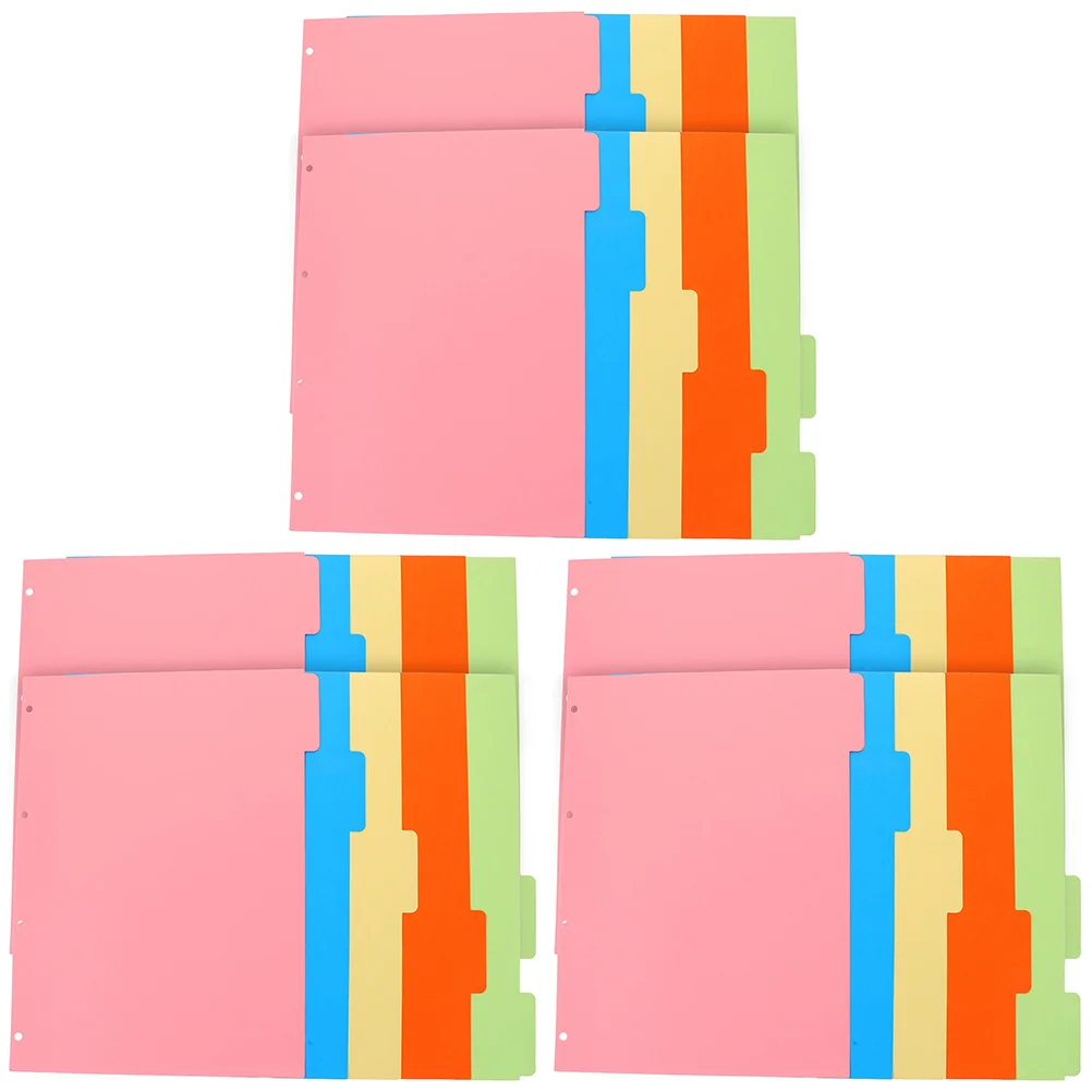 

3 Sets Loose-leaf Book Detachable Binder Dividers File Tag Office Page Markers Notebook Index Notepads for