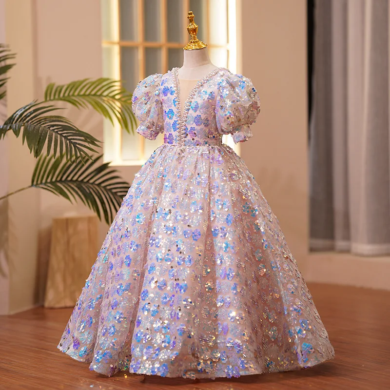 Mädchen Kleid schwer Frühling Kinder Geburtstag Host Kleid Blume Kind Laufsteg kleines Mädchen Prinzessin Kleid – Detail 2