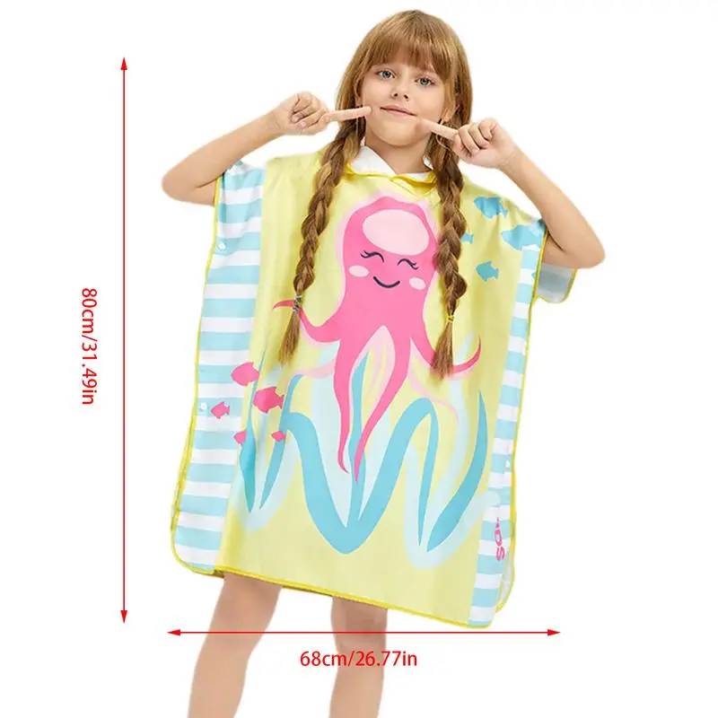 Hooded Beach Towel For Kids Surf Towel Quick Dry Hooded Robe For Kids Soft Microfiber Robe Boys Girls Absorbent Changing