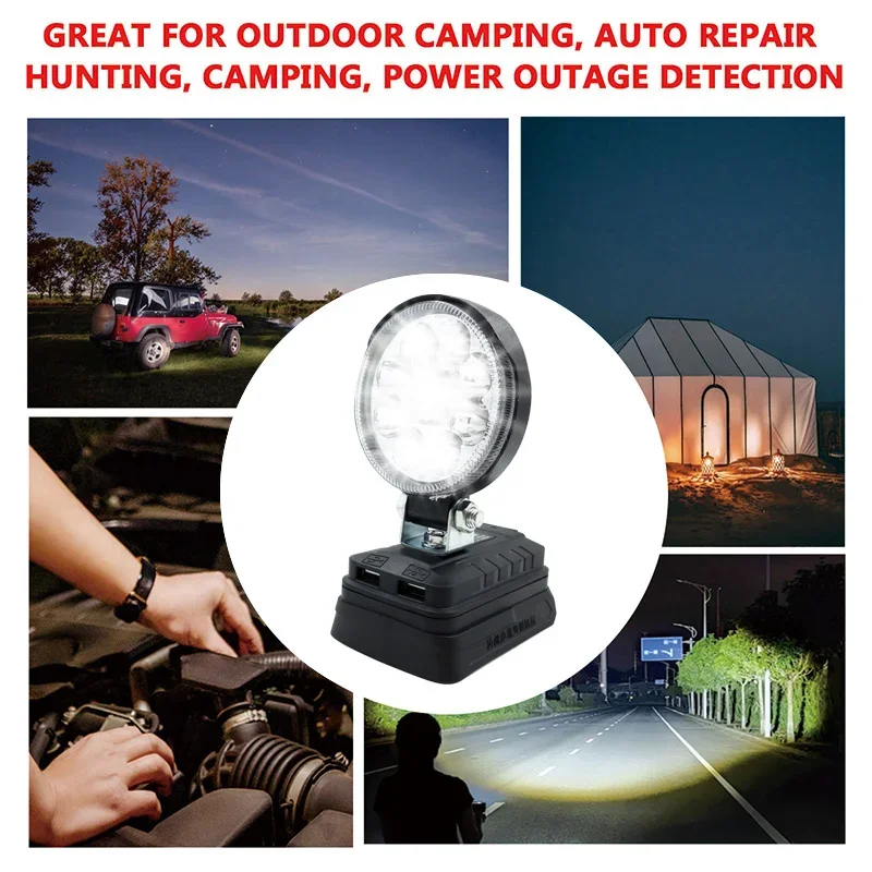 3 Inch Lamp Electric Torch Flashlight Car LED Working Lights Spotlights USB Power Bank for Bosch 18V Lithium Ion Battery BAT618