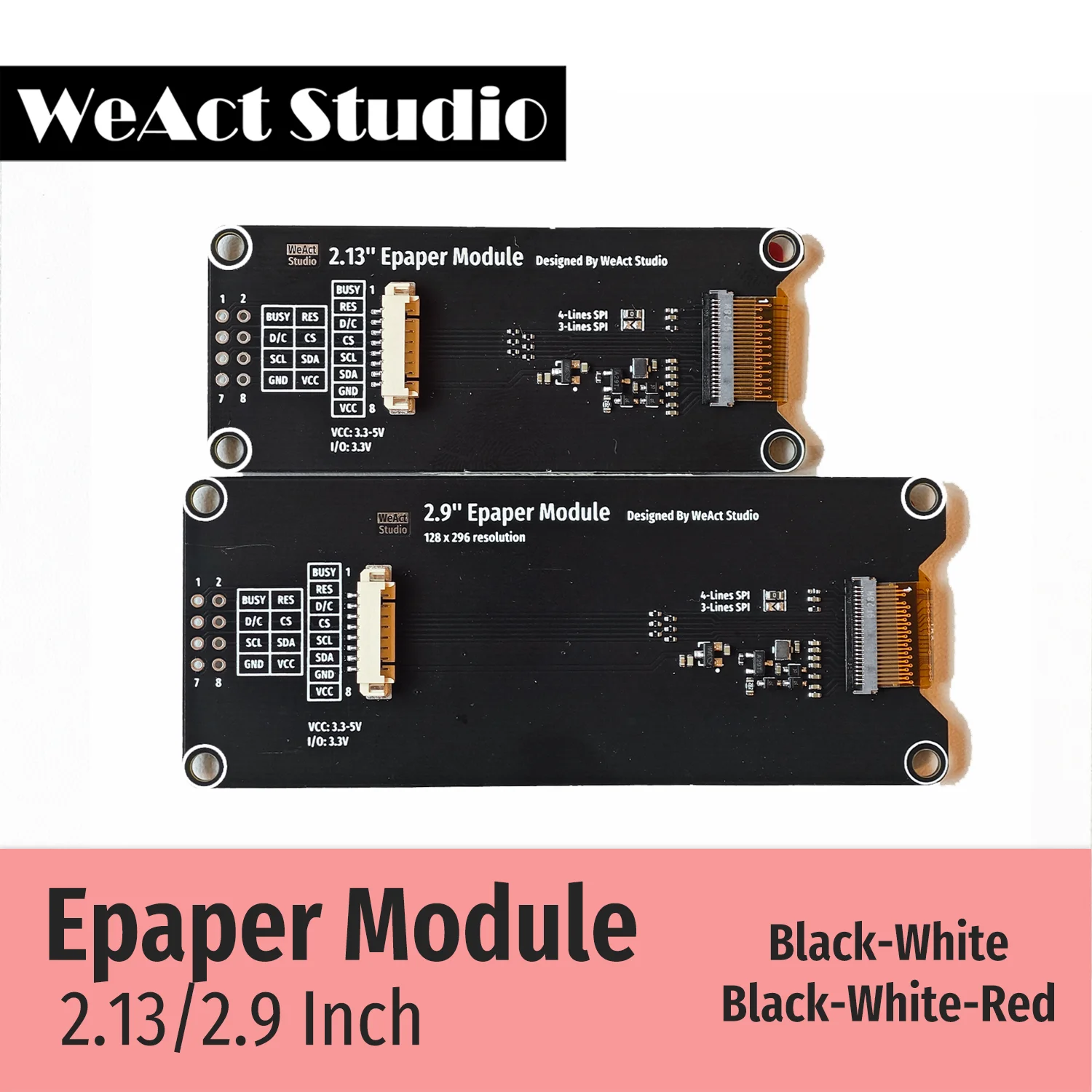 WeAct 2.9'' 2.13" 2.9 2.13 Inch Epaper Module E-paper E-Ink EInk Display Screen SPI Black-White Black-White-Red 2