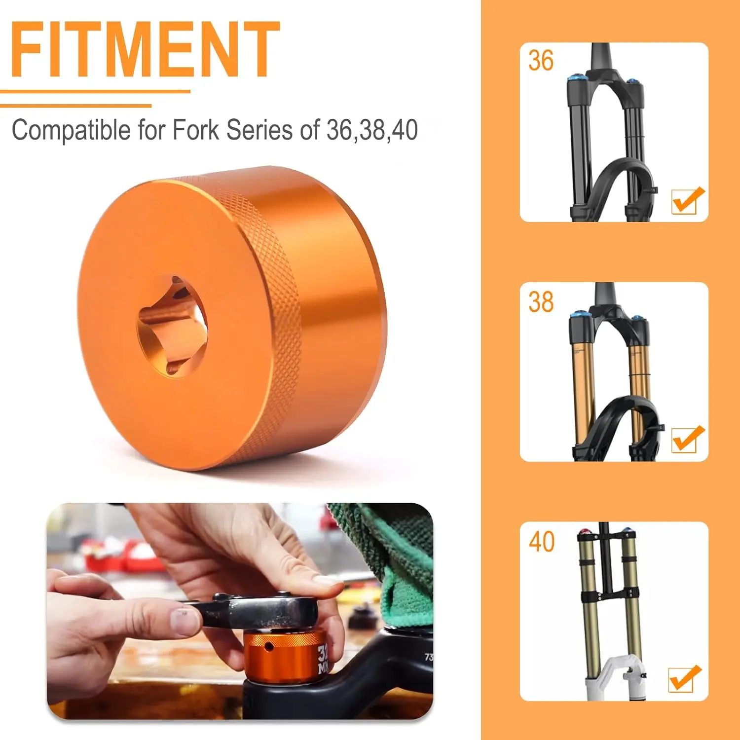 Bicycle Fork Wrench 32mm Bike Fork Topcap Socket Tool Compatible Fox Fork Series 36,38,40 3/8" Ratchet Drive