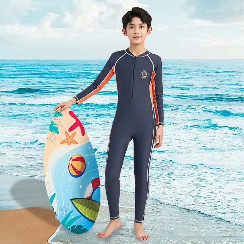 앞 지퍼 원피스 수영복, 빠른 건조 플러스 사이즈, 10 대 비치웨어, 남아용 수영복