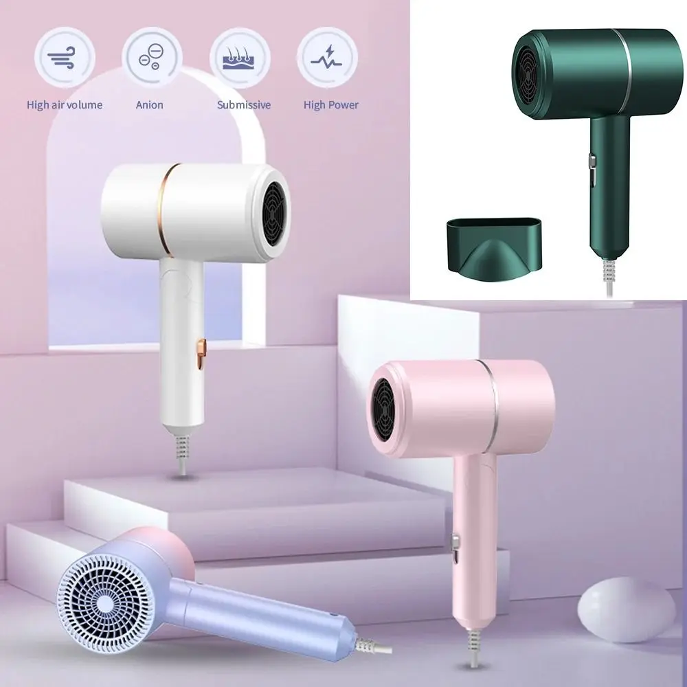 Foldable Ionic Hair Dryer with Smooth Nozzle Attachment Negative Ion Blow Dryer Colorful Low Noise MIni Folding Hairdryer