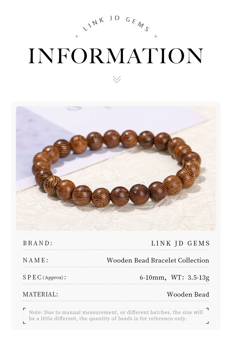 Jd natürliche Holz perlen Armband schwarz Sandelholz Buddha Armband für Frauen Männer Wenge Holz Gebet Vintage Armreifen Yoga Schmuck – Detail 2