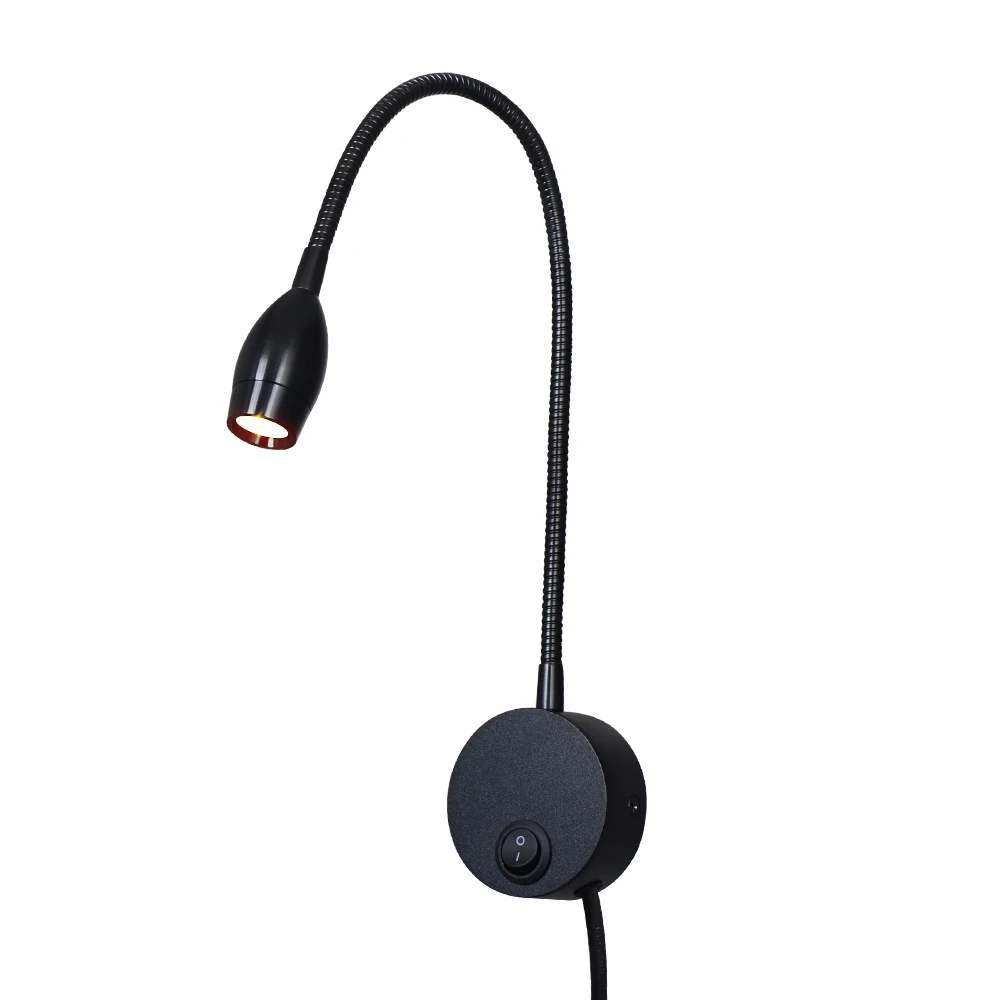 Led Wall Reading Light, Bed Lamp with Plug Wired for Bedroom Bedside, Flexible Gooseneck Book