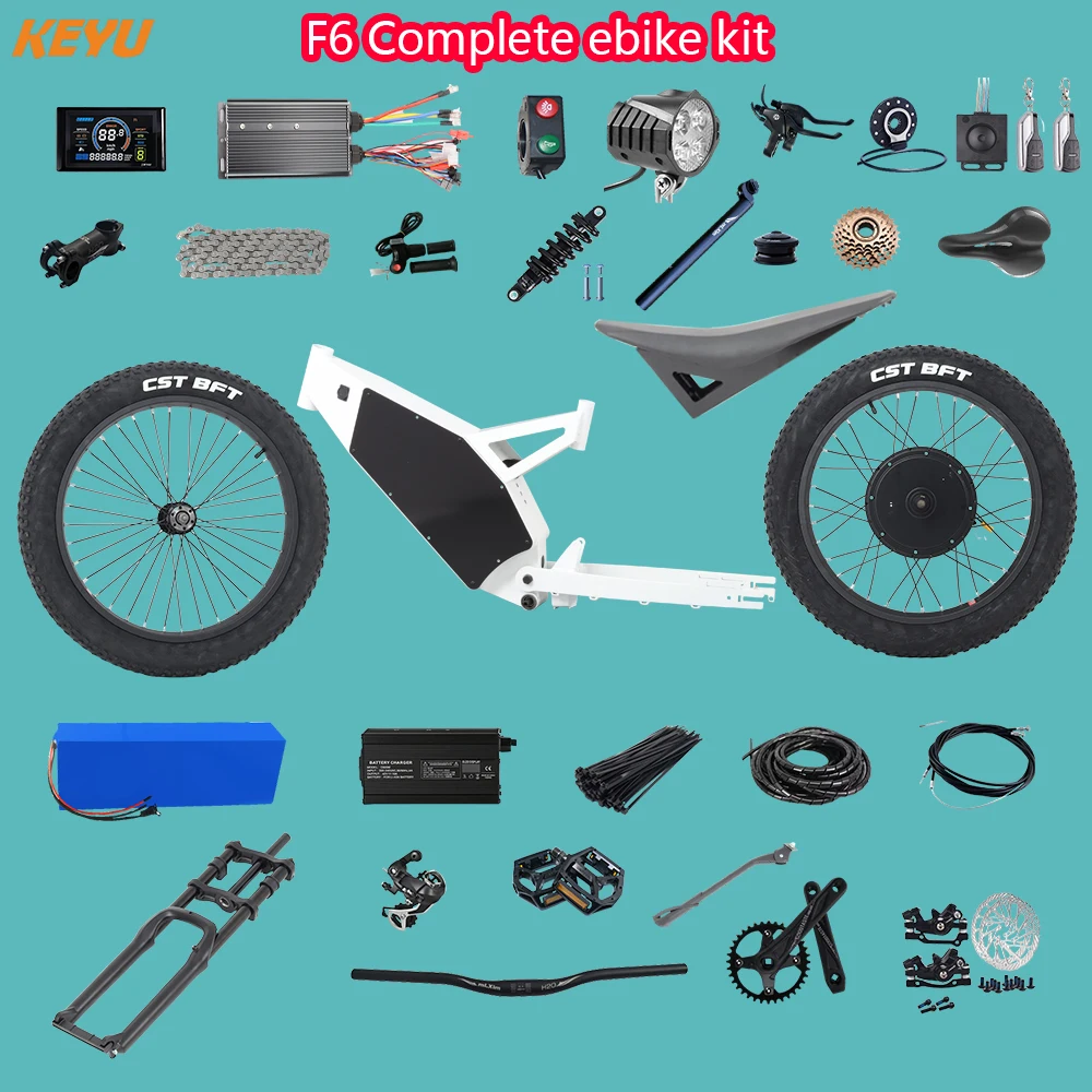 KEYU F6 enduro ebike kit 60V 3000W Electric motorcycle Complete ebike kit conversion electric bike stealth bomber frame