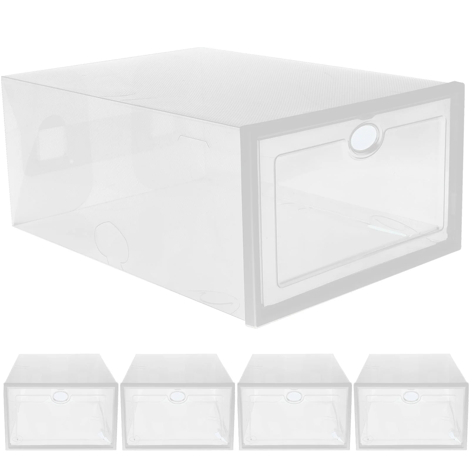 

5pcs Plastic Shoes Storage Box Stackable Drawer Type Shoes Container Shoes Case