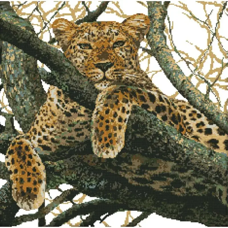 Leopard Pattern Cross Stitch Kit - DIY Handmade Needlework Set