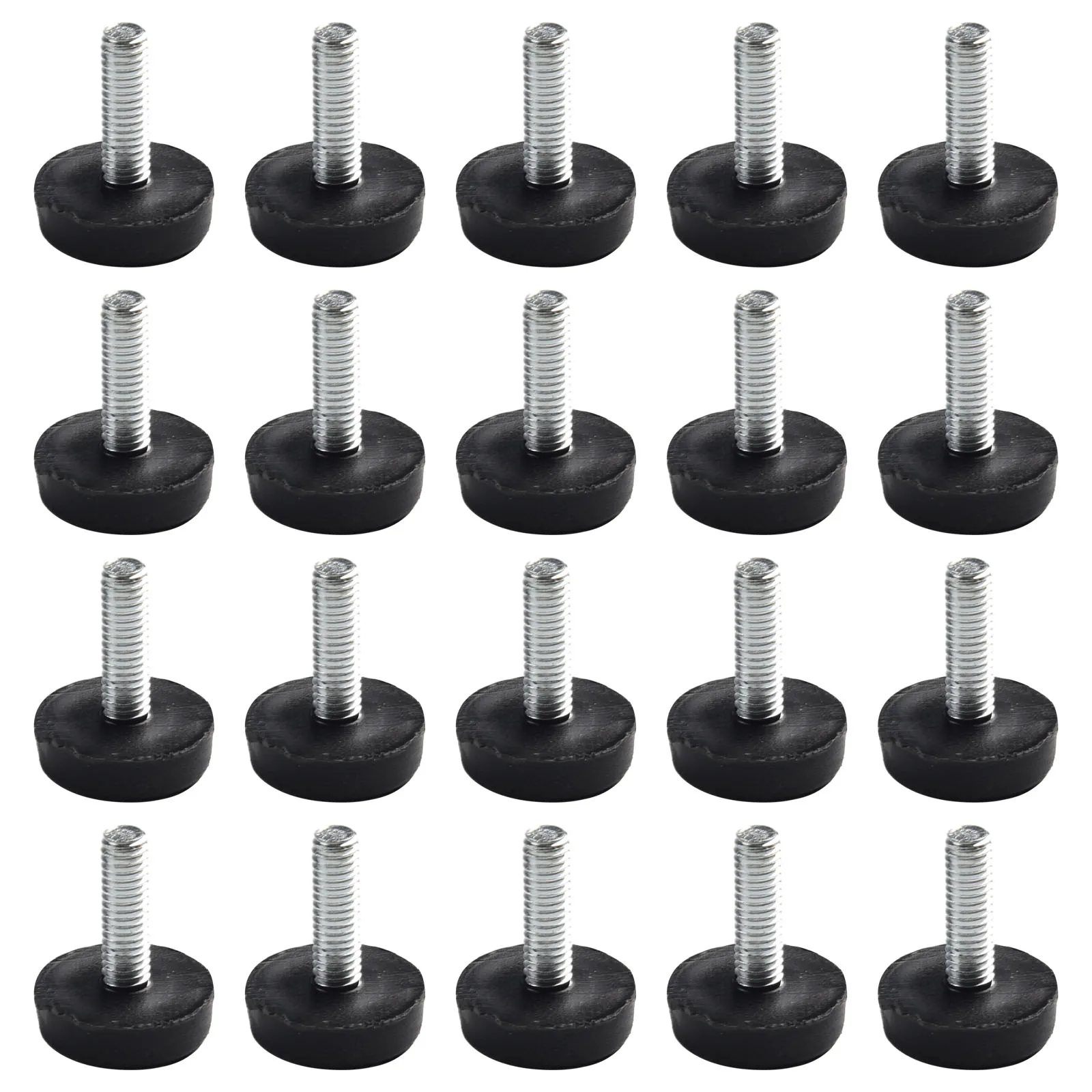 20Pcs Adjustable Galvanized Steel Furniture Legs Anti-slip Base Table Cabinet Leg Pad Feet Leveler M8 Screw Metal Furniture Foot chair leg pads