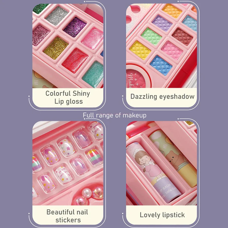 Kids Makeup Kit For Little Girls 49 Pcs Washable Makeup Kit Kids Real Girls With Cosmetic Case Birthday Gifts Toy