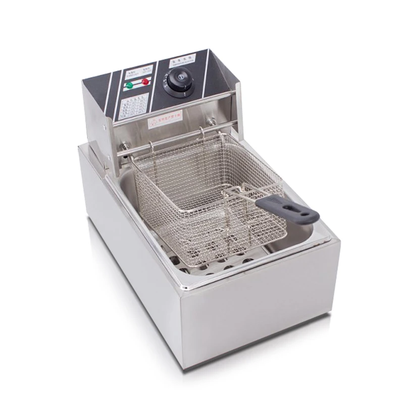 220V 2500W Automatic Commercial Electric Fryer French Fries Machine Fried Chicken Burger Snack Fried Meatballs Stainless Steel