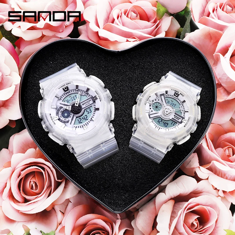 SANDA TOP Brand Fashion Women's Watches Waterproof Outdoor Sport Watch for men Clock White reloj mujer relogio feminino 892/298