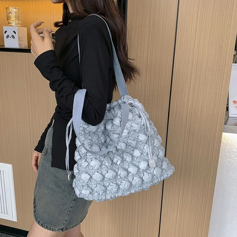 Shoulder Bag New Korean Style Fashion Cloud Diamond Lattice Tote Casual Shopping Large Capacity Daily Commuter Sweet Handbag